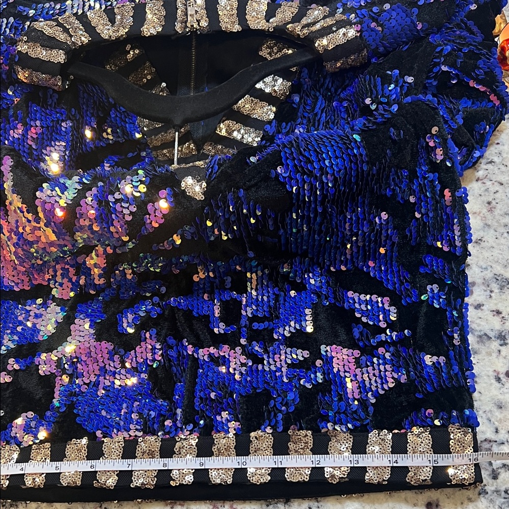 L'ATISTE Black and Blue Sequin Dress - Picture 4 of 10